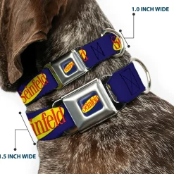 SEINFELD Spotlight Logo Full Color Navy/Yellow/Red Seatbelt Buckle Collar - SEINFELD Spotlight Logo Navy/Yellow/Red