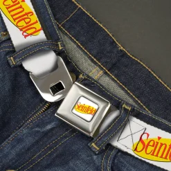 SEINFELD Spotlight Logo Full Color White/Yellow/Red Seatbelt Belt - SEINFELD Spotlight Logo White/Yellow/Red Webbing
