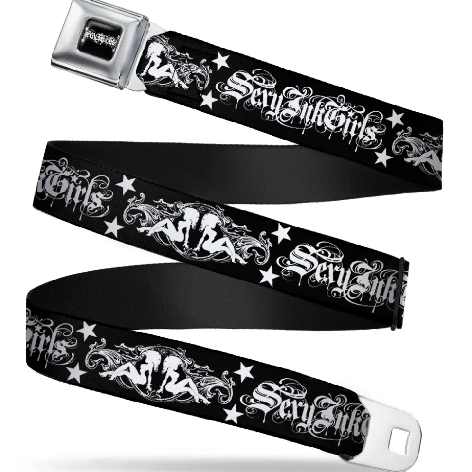 SEXY INK GIRLS Full Color Black White Seatbelt Belt - Sexy Bitch Webbing
