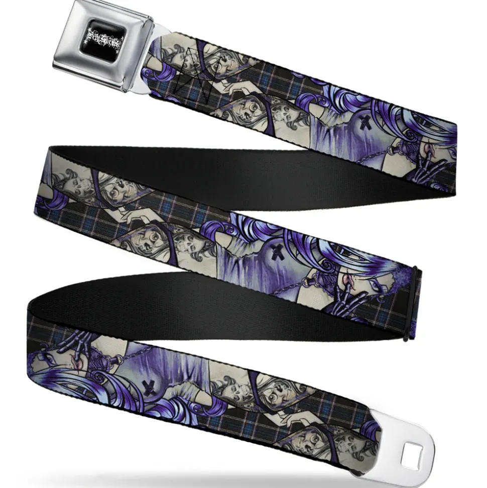 SEXY INK GIRLS Full Color Black White Seatbelt Belt - Sweet Lovely Death Webbing