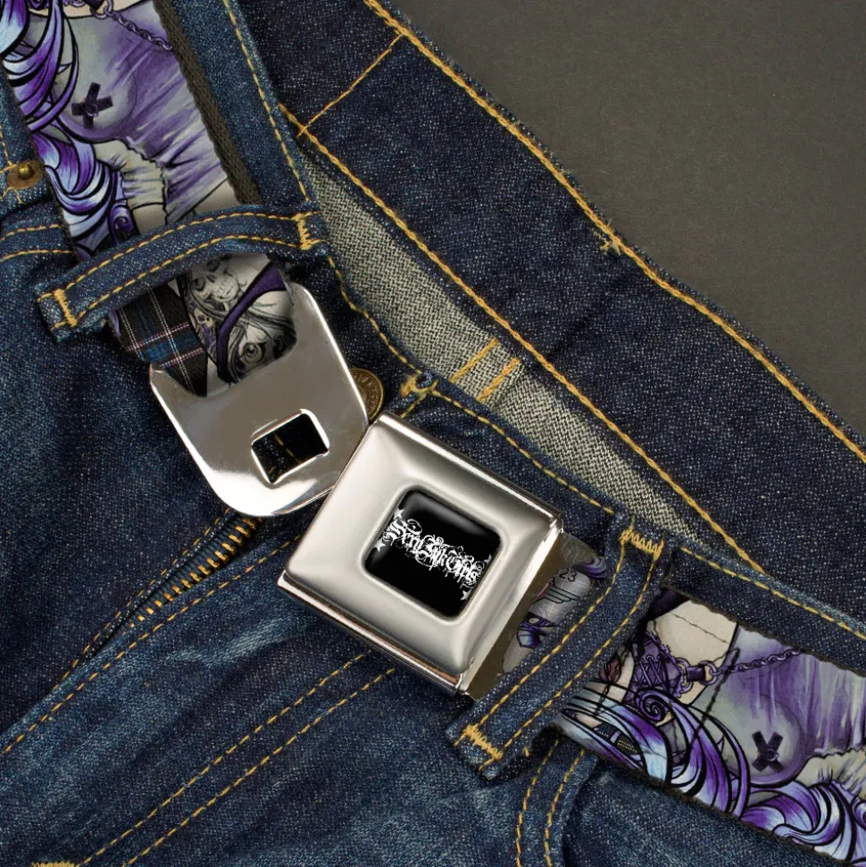 SEXY INK GIRLS Full Color Black White Seatbelt Belt - Sweet Lovely Death Webbing