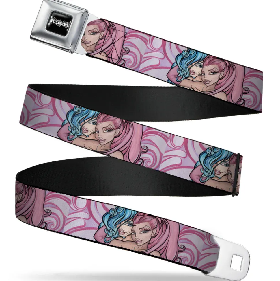 SEXY INK GIRLS Full Color Black White Seatbelt Belt - No Glove, No Love Webbing