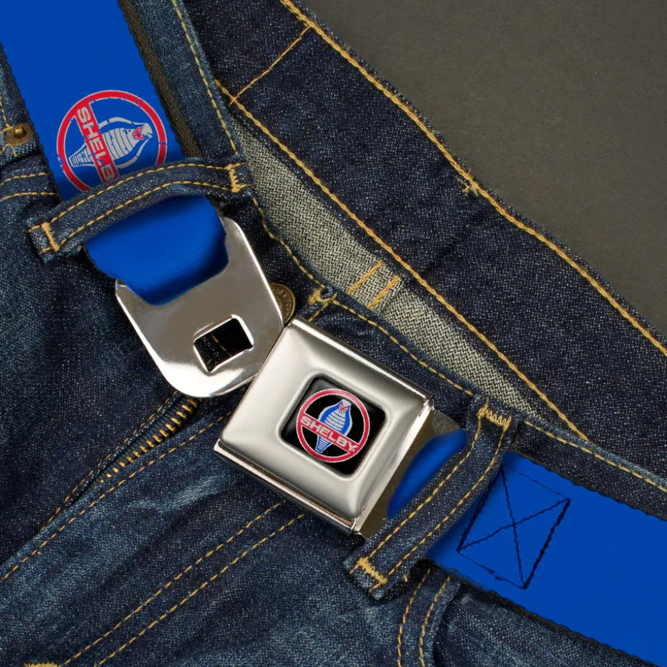 SHELBY Cobra Full Color Black Gray Red Blue Seatbelt Belt - SHELBY Cobra Weathered Blue/Gray/Red Webbing