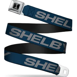 SHELBY Tiffany Box Full Color Black Silver-Fade Seatbelt Belt - SHELBY Bold Blue/Gray Webbing
