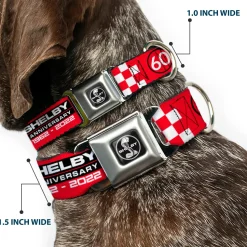 SHELBY Tiffany Split Full Color Black/White Seatbelt Buckle Collar - SHELBY 60th ANNIVERSARY Checker Red/Black/White