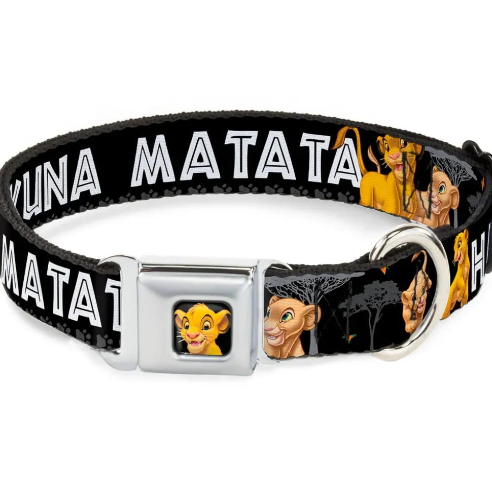 Simba2 CLOSE-UP Full Color Seatbelt Buckle Collar - Lion King Simba & Nala HAKUNA MATATA