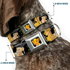 Simba2 CLOSE-UP Full Color Seatbelt Buckle Collar - Lion King Simba & Nala HAKUNA MATATA