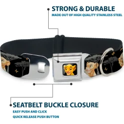 Simba2 CLOSE-UP Full Color Seatbelt Buckle Collar - Lion King Simba & Nala HAKUNA MATATA