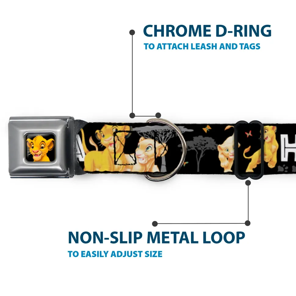 Simba2 CLOSE-UP Full Color Seatbelt Buckle Collar - Lion King Simba & Nala HAKUNA MATATA