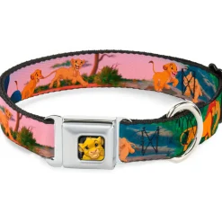 Simba Full Color Seatbelt Buckle Collar - Lion King Simba & Nala Growing Up Scenes