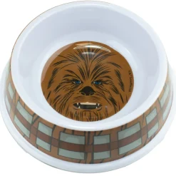 Single Melamine Pet Bowl - 7.5 (16oz) - Star Wars Chewbacca Face + Bandolier Bounding Browns Gray