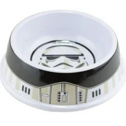 Single Melamine Pet Bowl - 7.5 (16oz) - Star Wars Stormtrooper Helmet + Utility Belt Bounding White Black Grays