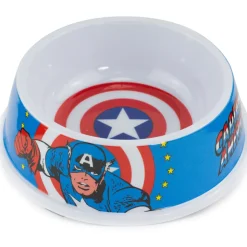Single Melamine Pet Bowl - 7.5 (16oz) - Captain America Shield + CAPTAIN AMERICA Action Pose Blue Red White