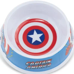 Single Melamine Pet Bowl - 7.5 (16oz) - Captain America Shield + CAPTAIN AMERICA Action Pose Blue Red White
