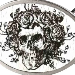 Skull & Roses GW White - Matte Oval Rock Star Buckle