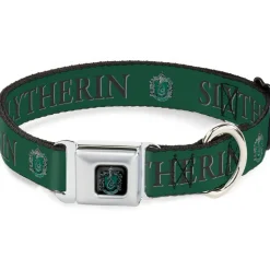 Slytherin Crest Full Color Seatbelt Buckle Collar - Harry Potter SLYTHERIN & Crest Green/Black