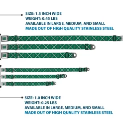 SLYTHERIN Crest Full Color Green Seatbelt Buckle Collar - Harry Potter Slytherin Crest Plaid Greens/Gray