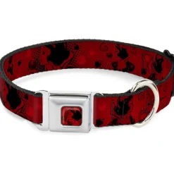 Snow White & Apple Full Color Reds/Black Seatbelt Buckle Collar - SNOW WHITE Poses/Apple Halftone Reds/Black