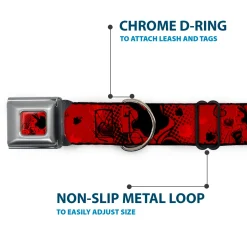 Snow White & Apple Full Color Reds/Black Seatbelt Buckle Collar - SNOW WHITE Poses/Apple Halftone Reds/Black