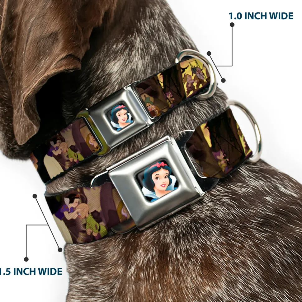Snow White Full Color Black Seatbelt Buckle Collar - Snow White & the Seven Dwarfs Scenes