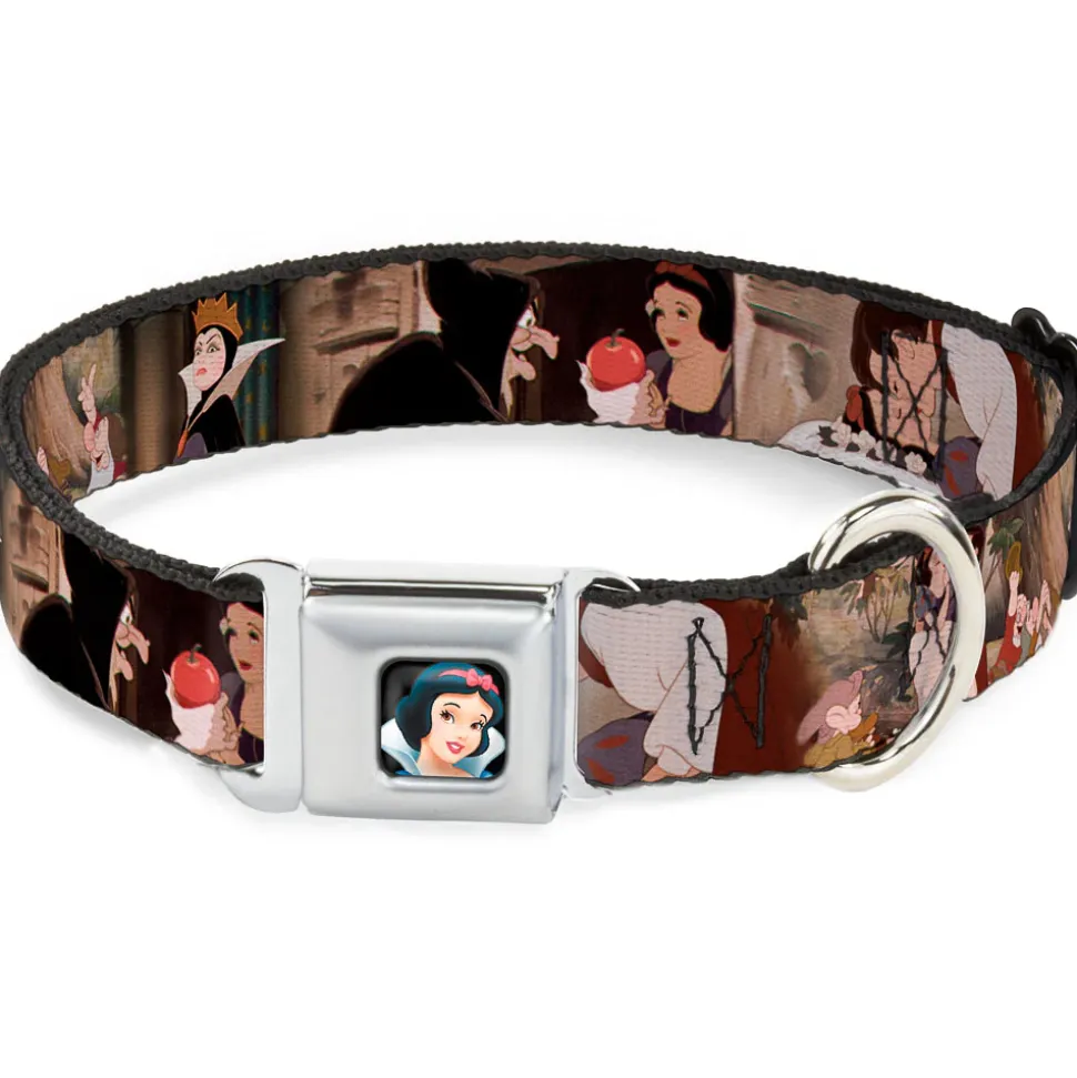 Snow White Full Color Black Seatbelt Buckle Collar - Snow White Scenes