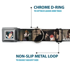 Snow White Full Color Black Seatbelt Buckle Collar - Snow White Scenes