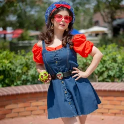 Snow White Poison Apple Crystal Rhinestone Cast Buckle - Black PU Strap Belt