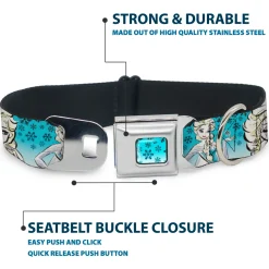 Snowflakes Frozen Art Collection Full Color Blues/White Seatbelt Buckle Collar - Anna/Snowflakes Frozen Art Collection Poses