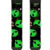 Sock Pair - Polyester - Aliens Head Scattered Galaxy2/Green/Black - CREW