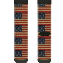 Sock Pair - Polyester - American Flag Weathered - CREW