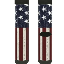 Sock Pair - Polyester - Americana Rustic Stars & Stripes - CREW