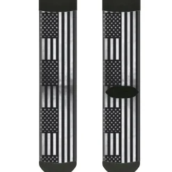 Sock Pair - Polyester - American Flag Weathered Black White - CREW