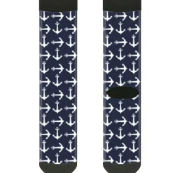 Sock Pair - Polyester - Anchors Navy White - CREW