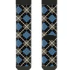 Sock Pair - Polyester - Argyle Black Gray Turquoise - CREW