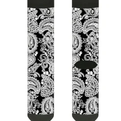 Sock Pair - Polyester - Bandana Skulls Black White - CREW