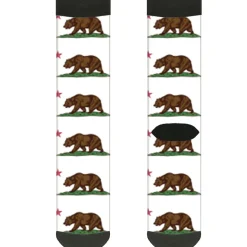 Sock Pair - Polyester - Cali Bear White - CREW