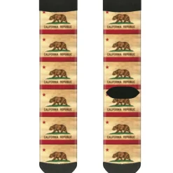 Sock Pair - Polyester - California Flag Continuous Vintage - CREW