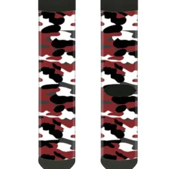 Sock Pair - Polyester - Camo Red Black Gray White - CREW