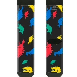 Sock Pair - Polyester - Dinosaurs Black/Multi Color - CREW