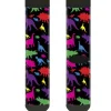 Sock Pair - Polyester - Dinosaur Silhouette Black Multi Color - CREW