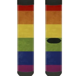 Sock Pair - Polyester - Flag Pride Distressed Rainbow - CREW