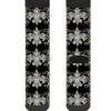 Sock Pair - Polyester - Fleur-de-Lis w Filigree Black Gray - CREW
