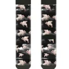 Sock Pair - Polyester - Flying Pigs Black White Pink - CREW