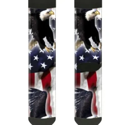 Sock Pair - Polyester - Flying Eagle American Flag - CREW