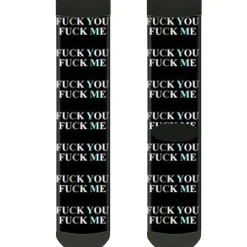 Sock Pair - Polyester - FUCK YOU FUCK ME Black White Blue - CREW