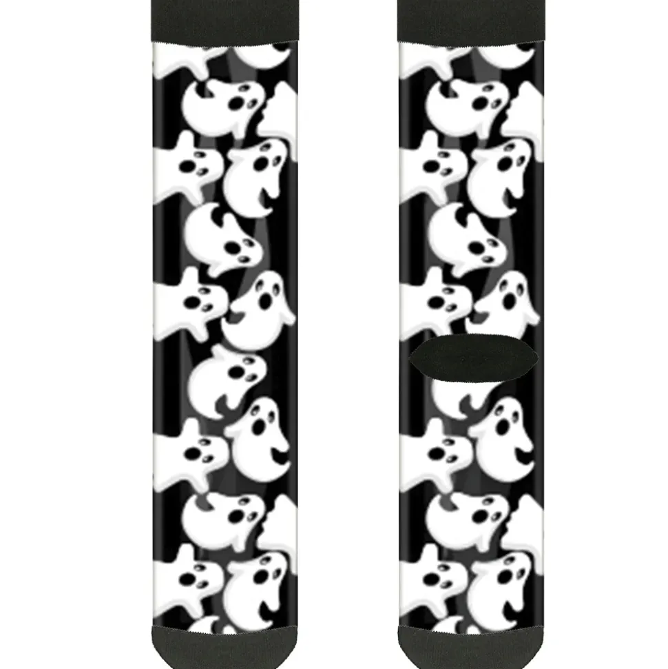 Sock Pair - Polyester - Ghosts Scattered Black White - CREW