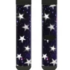 Sock Pair - Polyester - Glowing Stars in Space Black Purple White - CREW