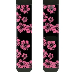 Sock Pair - Polyester - Hibiscus Weathered Black/Pink - CREW