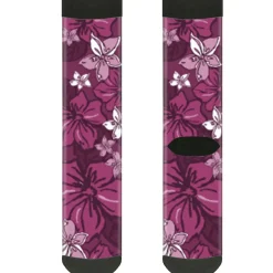 Sock Pair - Polyester - Hibiscus Collage Pink Shades - CREW