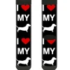 Sock Pair - Polyester - I "HEART" MY "WIENER" Dog Silhouette Black White Red - CREW